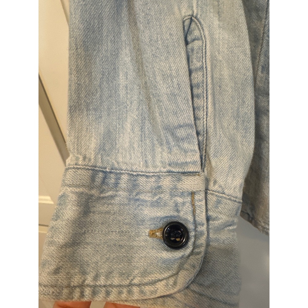 Levi's kids Small Denim Button Down Shirt VTG Light Wash Cotton Cowboy Longsleev - Picture 6 of 8